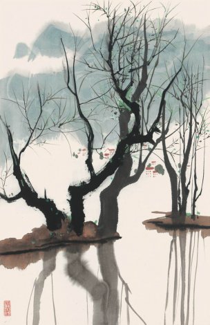 近现代 吴冠中 春柳-1 45x69[山水]