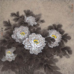 近现代 刘菊清 菊花 65X65[花鸟]