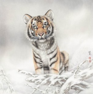 近现代 刘继彪 004小老虎 26X26[走兽]