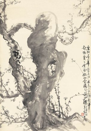 近现代 刘知白 画梅01-99x69.5-修霉点 [花鸟]