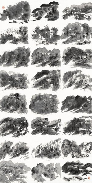 近现代 刘知白 泼墨千山万水六条屏02-137x69 [山水
