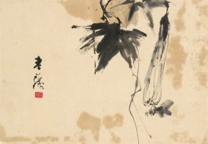 近现代 刘知白 指画山水花卉册-06-27x38.5 [花鸟]