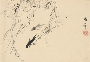近现代 刘知白 指画山水花卉册-05-27x38.5 [走兽]