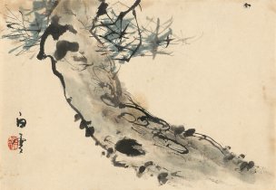 近现代 刘知白 指画山水花卉册-02-27x38.5 [花鸟]