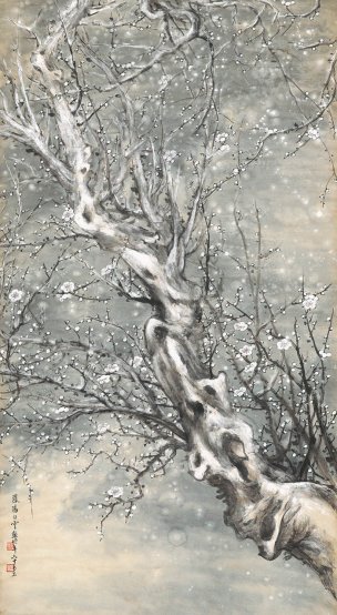近现代 刘知白 五尺雪梅-152.5x83.5 [山水]