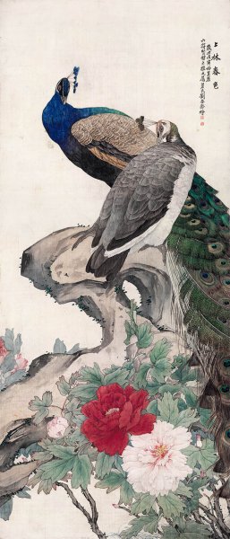 近现代 刘奎龄 上林春色图 绢112.4X52（天津博物馆