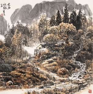 近现代 刘梦生 京西秋艳 斗方59-59cm[山水]