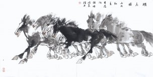 近现代 刘大为 跃马图 137X69[走兽]
