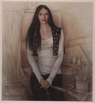 近现代 冯长江 女画家 86×94 [人物]