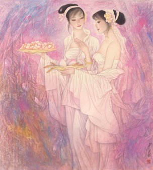 近现代 冯长江 献寿 81×90[人物]