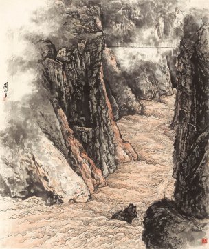 近现代 关山月 龙羊峡全图 129x153[山水]