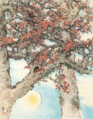 近现代 关山月 红棉全图 143X183[花鸟]