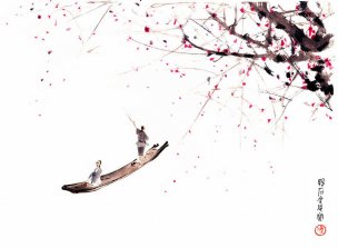 近现代 傅抱石 秋风吹下红雨来[人物]