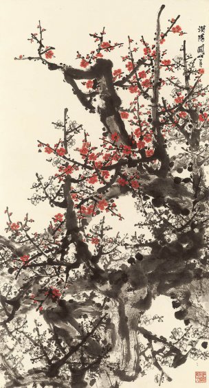 近现代 关山月 梅 96x179[花鸟]