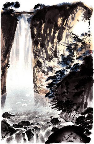 近现代 傅抱石 瀑布[山水]