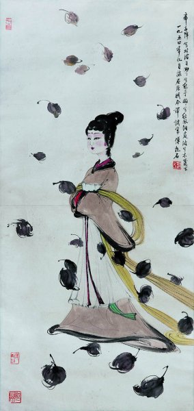 近现代 傅抱石 湘夫人-纸本立轴 29×61[人物]