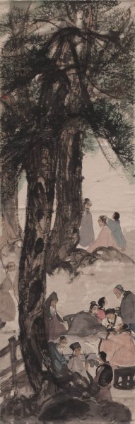 近现代 傅抱石 傅抱石-九老图 57×179[人物]