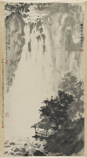 近现代 傅抱石 瀑布 30×54[山水]