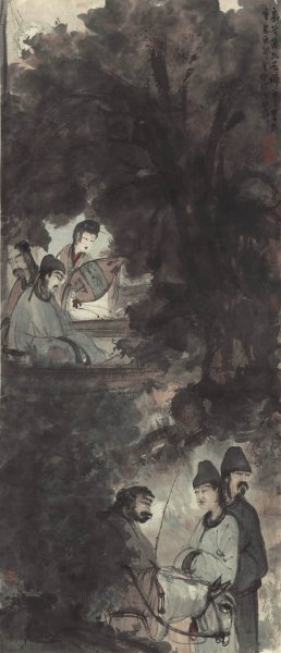 近现代 傅抱石 人物图 纸本63.8x148.4[人物]