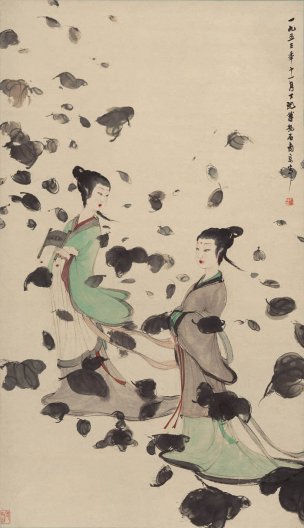 近现代 傅抱石 湘君湘夫人 纸本60.2x104.7[人物]