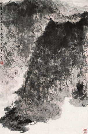 近现代 傅抱石 水墨山水 35x53[山水]