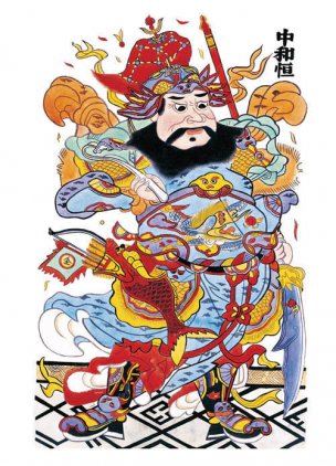 近现代 佚名 门神画A093011 34x47[人物]