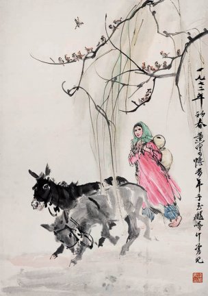 近现代 佚名 赶驴图 29x41[人物]