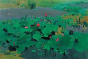 近现代 吴冠中 红莲 60x40[风景]