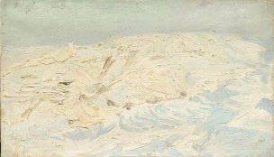 近现代 靳之林 油画 陕北宜君雪山 原始扫描[风景