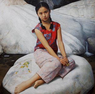 近现代 王沂东 少女 101x101[人物]
