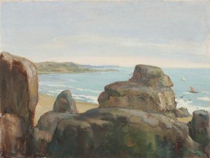 近现代 艾中信 油画 海边朝 43x40[风景]