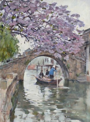 近现代 王征华 周庄之春 油画 61x82[风景]