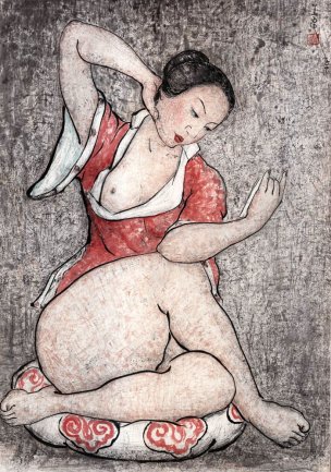 近现代 潘玉良 照镜女人-N-okxytiao 42x60[人物] 