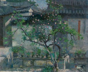 近现代 徐悲鸿 庭院 76x63[风景] 