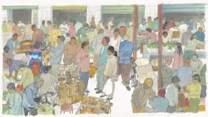 近现代 周翔 水粉作品-03-38x67[人物]