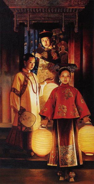 近现代 姜国芳 除夕之一[人物] 